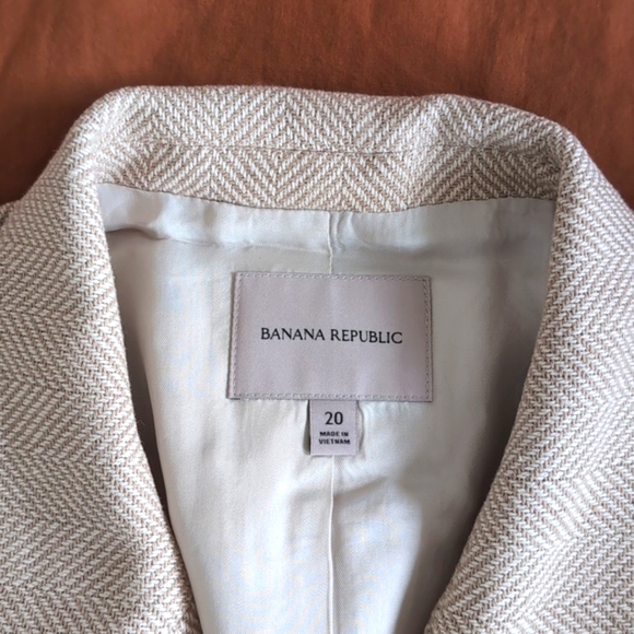 Sz 20/18 Norfolk Linen Blend Banana Republic Cream Tweed Suit Set + Free Belt! - Picture 9 of 15